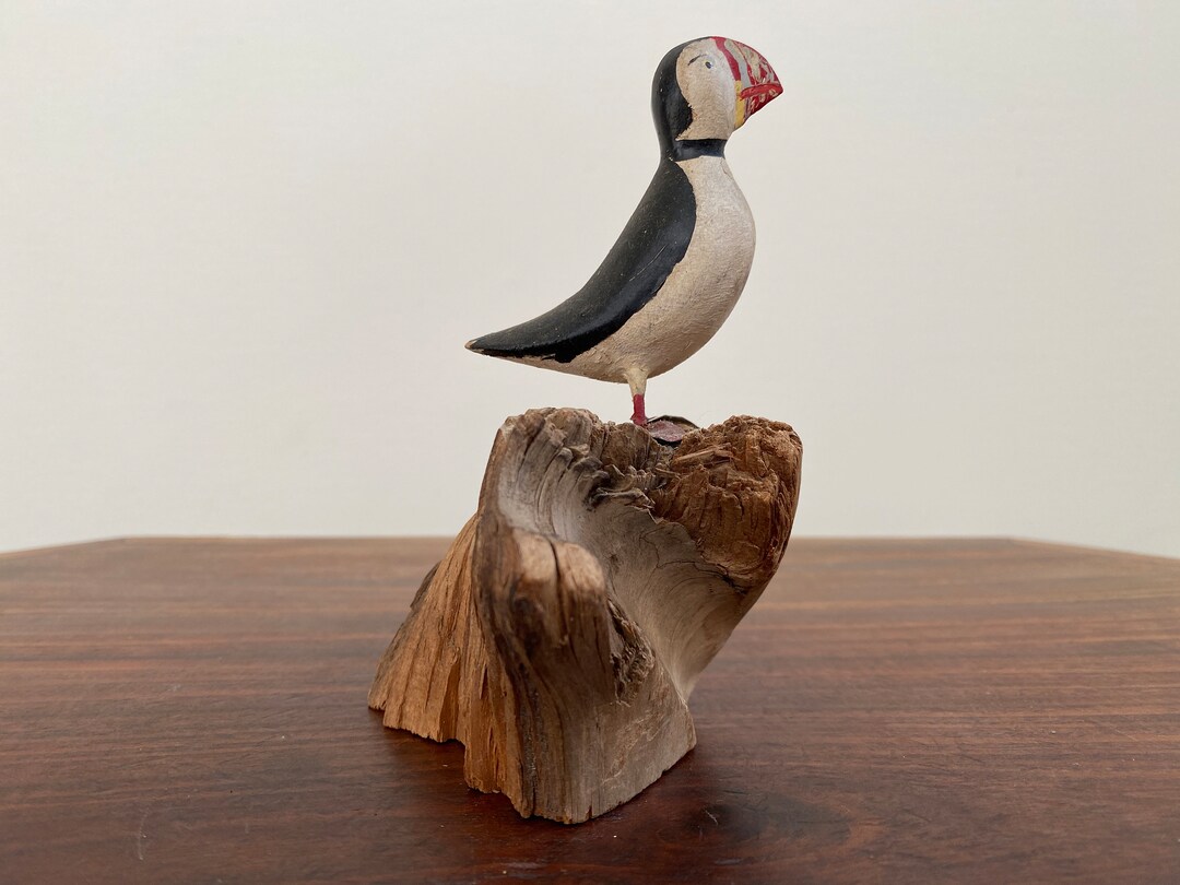 Vintage Miniature Atlantic Puffin Bird Decoy Hand Carved and Etsy