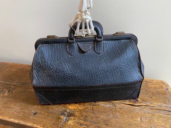 Antique Louis Vuitton Black Doctors Bag Sac Cabine Rare Travel 