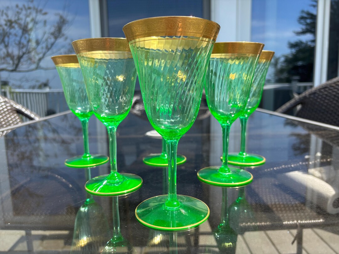 Lot De 6 Verres à Vin Franciscan Ondine - Motif TIFFIN - Style Mid-Century - En Cristal/verre