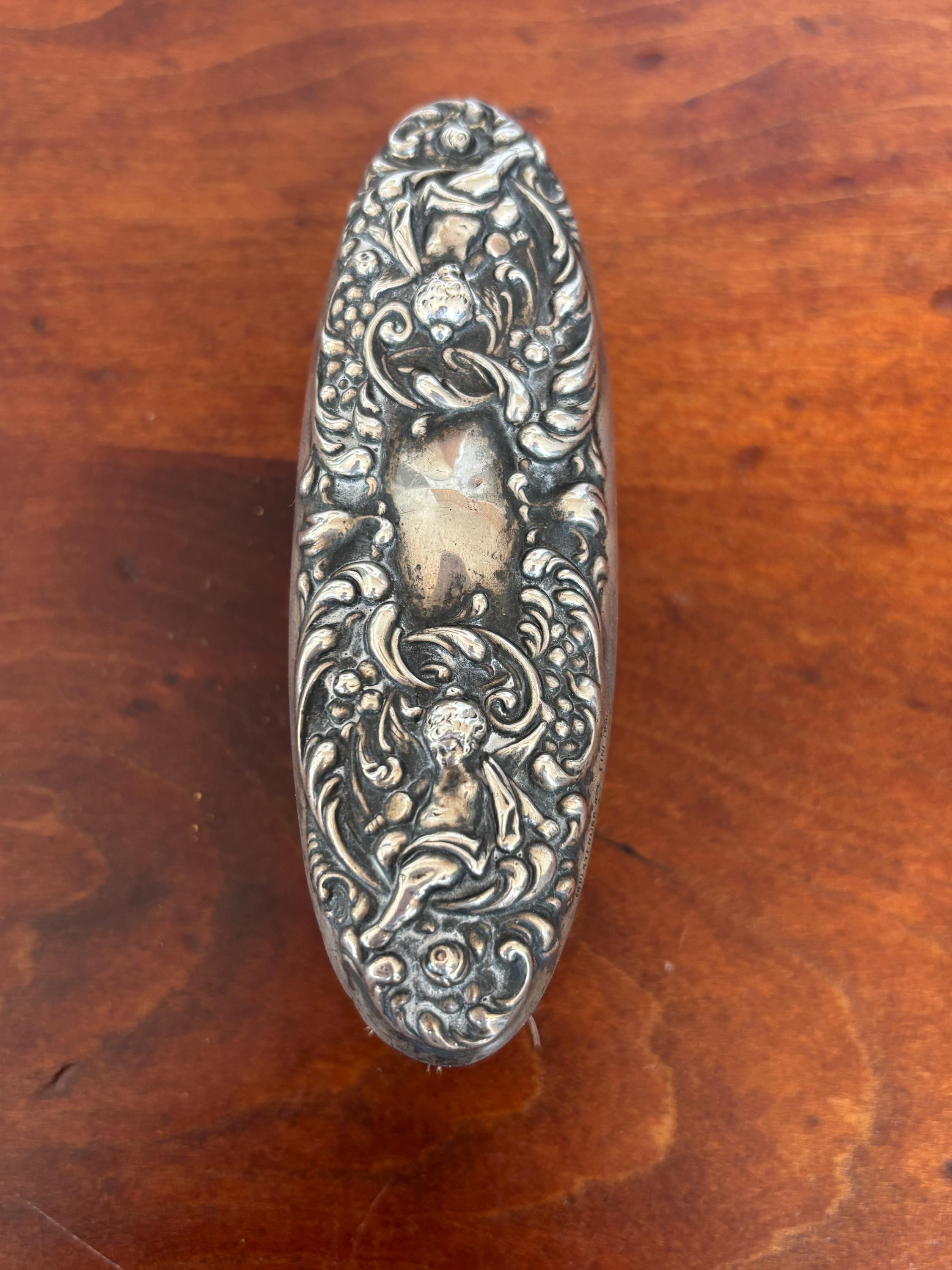 Antique Unger Bros Sterling Silver Clothes Brush: Art Nouveau Cherub ...