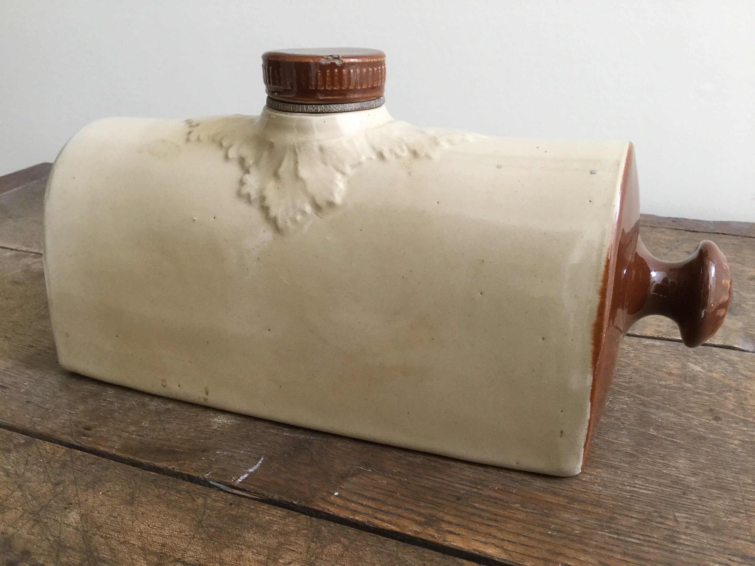 Hot Water Foot Pottery Screw Cap Bottle Carriage Bed Warmer Vintage