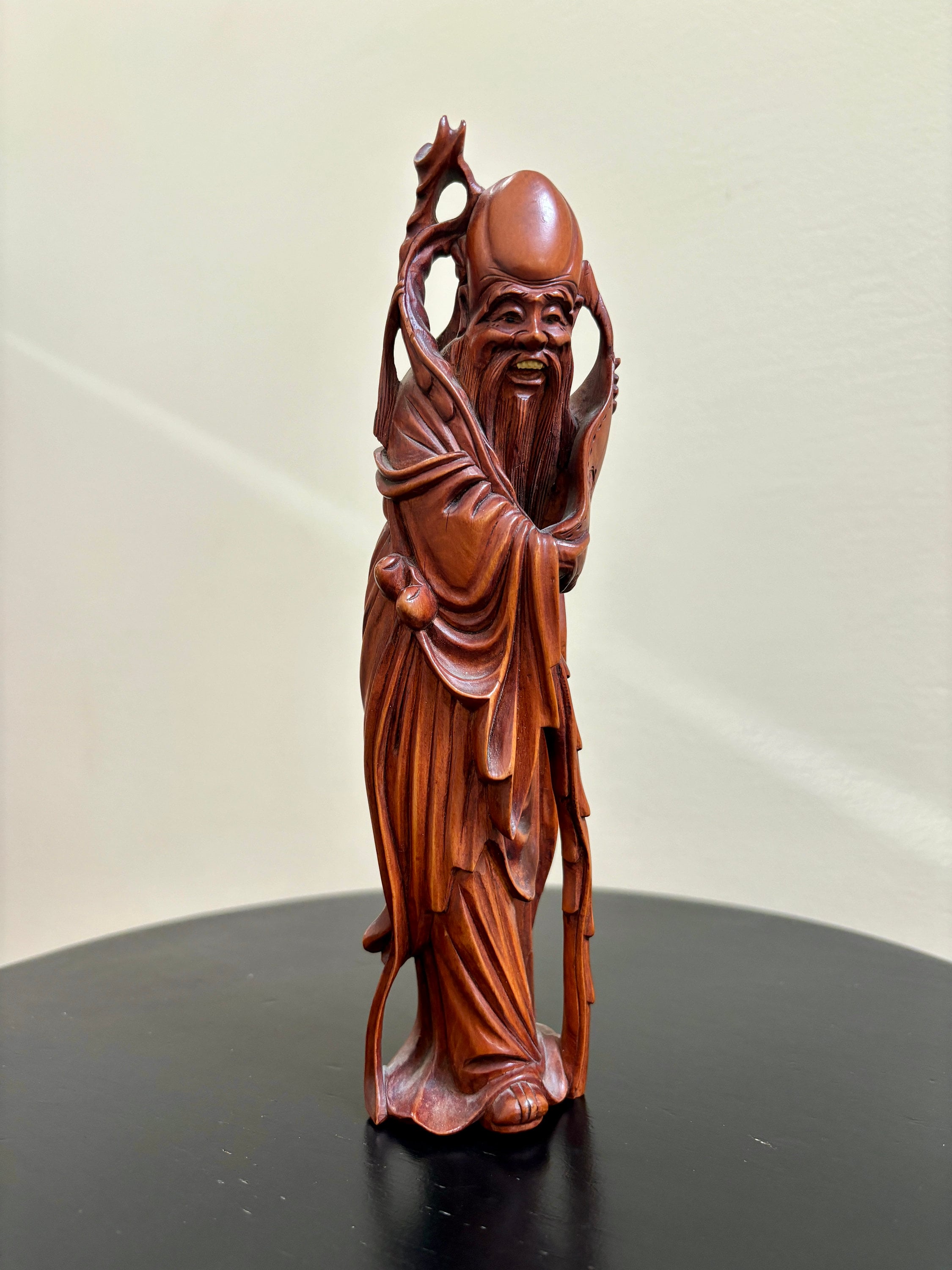 Early 20th Century Carved Boxwood Figure: Shouxing God of
