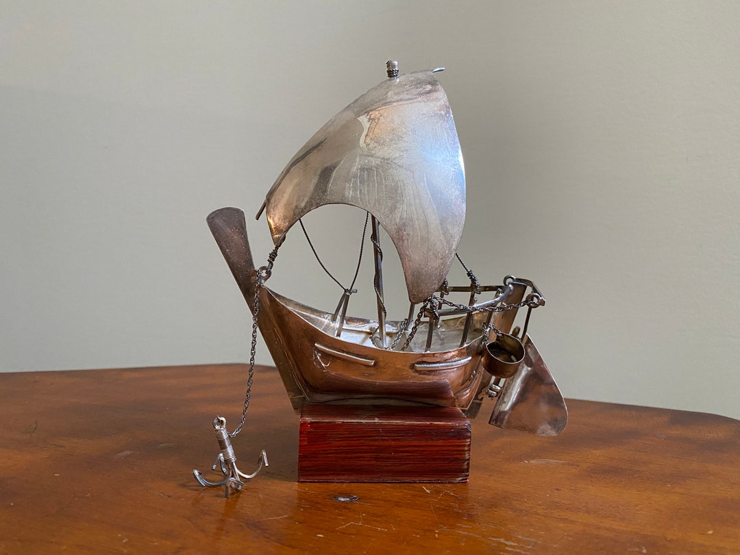 Silver Dhow Vintage Miniature Articulated Sterling Silver Dhow Sailboat Sharjah ...