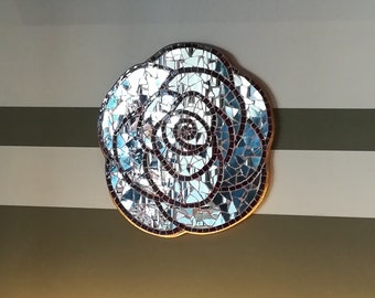 Rose wall-decor mirror mosaic hand made