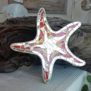 Starfish starfish stained glass mosaic tile Fish mirror Wall Coastal design image 1