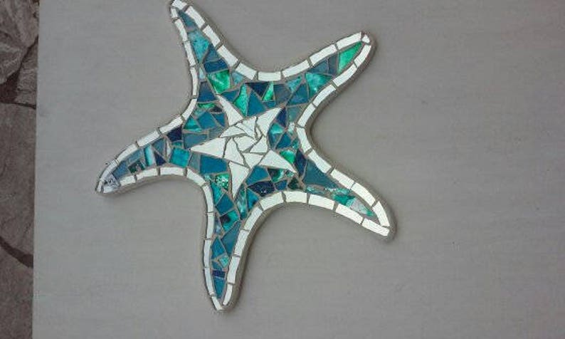 Starfish starfish stained glass mosaic tile Fish mirror Wall Coastal design image 6