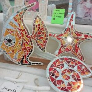 Starfish starfish stained glass mosaic tile Fish mirror Wall Coastal design image 5