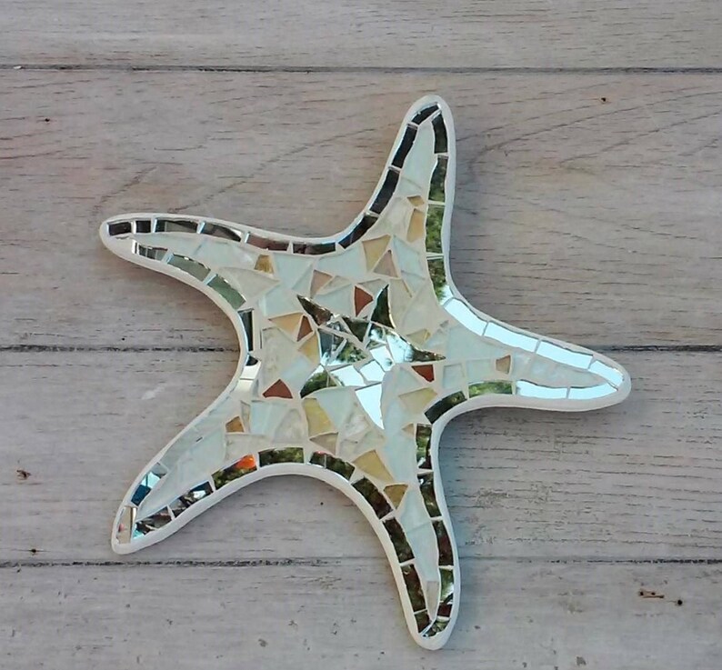 Starfish starfish stained glass mosaic tile Fish mirror Wall Coastal design image 2