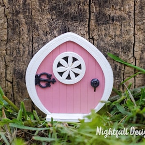 Handmade Miniature Fairy Door: Dusty Rose Garden Accessory