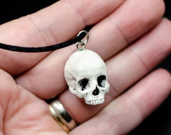 Handmade Realistic Human Skull Necklace, Bone Jewelry, Witchy Necklace, Dark Gothic Accessories, Horror Gift