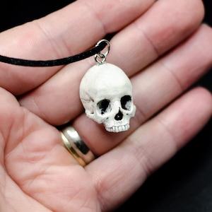 Handmade Realistic Human Skull Necklace, Bone Jewelry, Witchy Necklace, Dark Gothic Accessories, Horror Gift