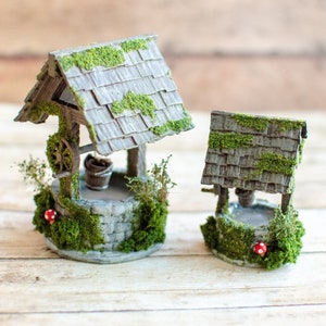 Miniature Wishing Well, Fairy Garden Handmade Miniature Magic Wishing Well, Two Sizes
