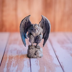 Handmade Miniature Stone Gargoyle, Spooky Halloween Graveyard Statue, Style 1