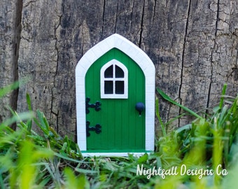 Handmade Miniature Fairy Door, Green Fairy Garden Accessory Door