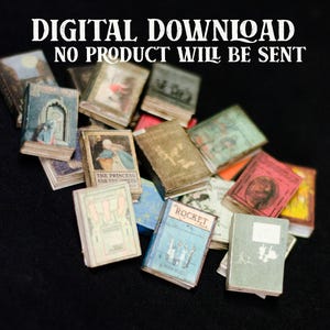 20 Vintage druckbare Miniaturbücher, digitaler Download, Drucken dann schneiden, PNG SVG, DIY Miniaturbücher, klassische Bücher