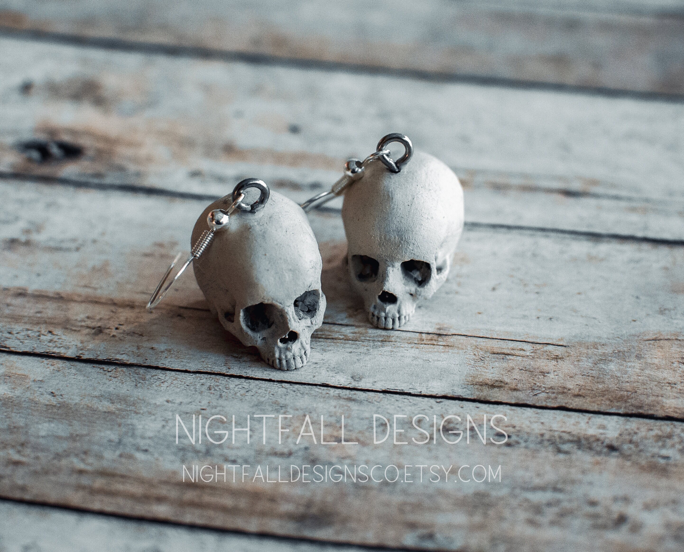 Realistic Handmade Human Skull Earrings Witch Accessories Etsy