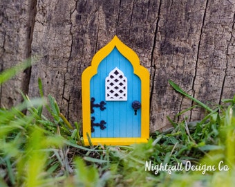 Handmade Miniature Fairy Door, Blue Fairy Garden Accessory Door