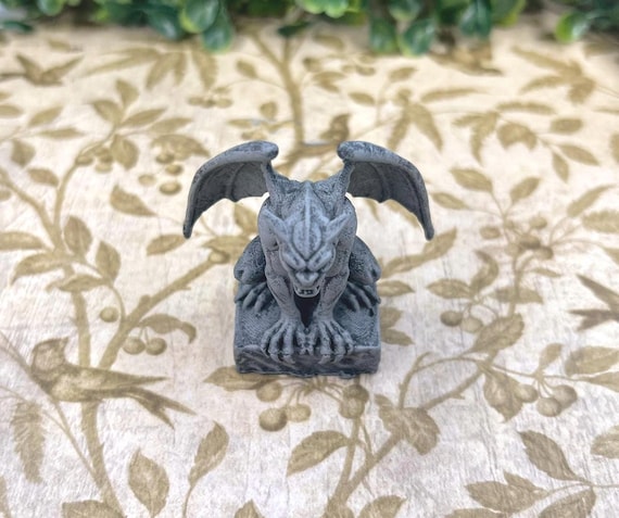 Handmade Miniature Stone Gargoyle, Spooky Halloween Graveyard