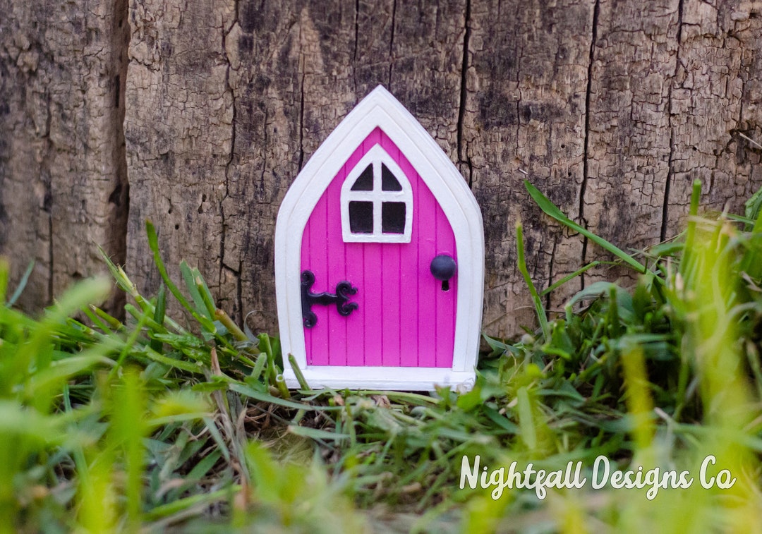 Handmade Miniature Fairy Door, Pink Fairy Garden Accessory Door - Etsy