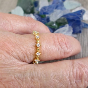 Gold Eternity Band&gt;14kt.Gold over 925 Sterling Ring,Sparkling Simulated Diamond Eternity Ring,14kt.Gold Ring,Wedding ring,925 Eternity band