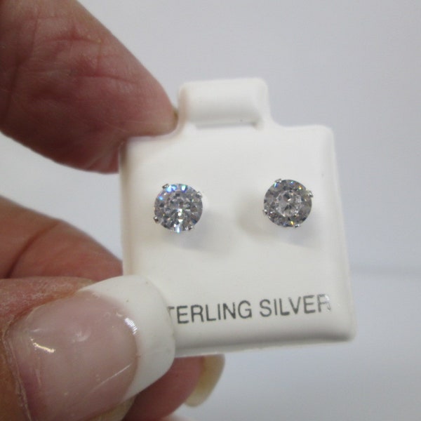 CZ Stud Earrings>Classic Diamond Studs,925 Sterling Silver High Grade CZ Studs,"Diamond"Studs,CZ Earrings,1/2 carat each stone