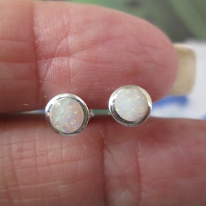 OPAL Stud Earrings&gt;Sterling Silver Opal Studs, 3 Sizes&gt;4mm,6mm,8mm&gt;Opal earrings,Sterling Opal Studs,925 Small Opal Studs,dainty earrings