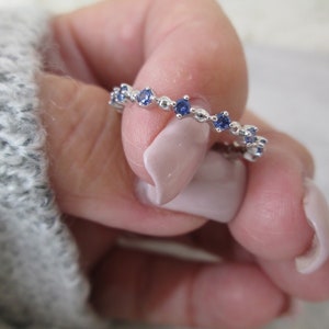 TANZANITE Eternity Band&gt;925 Sterling Silver Tanzanite Eternity Ring,925 tanzanite ring,925 Dainty tanzanite,Wedding,Birthstone,Non Tarnish