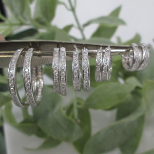 CZ Hoop earrings>Sterling Sparkling cz Hoops>925 Sterling Silver High Grade cz>Front AND Inside CZ's>925 hoops,"Diamond"hoops,Sterling Hoops