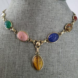 Genuine SCARAB Necklace&gt;Gold Scarab Necklace,12ktgf.Scarab Necklace,Vintage Scarab Necklace,Dainty Genuine Scarab Necklace,Genuine Stones