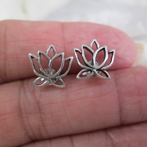 Lotus Flower earrings&gt;925 Sterling Lotus Blossom Earrings,925 Studs,Lotus jewelry,Sterling Lotus Flower,925 Sterling Earrings,Lotus Flowers