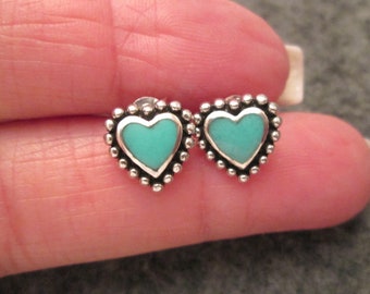 Sterling TURQUOISE HEART Stud Earrings>925 Turquoise Studs,Custom Turquoise earrings,Heart Studs,dainty Turquoise Heart studs,Southwestern
