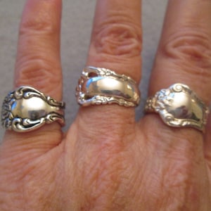 Vintage Sterling Silver SPOON RINGS&gt;925 Spoon ring,Heavy Sterling Spoon ring,3 different designs to choose from&gt;High Quality Craftsmanship