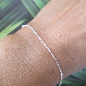 Dainty Sterling Silver Italian Bead Bracelet&gt;Dainty Chain Bracelet,Minimalist Bracelet,Silver Chain Bracelet,Stacking Bracelet,925 Sterling