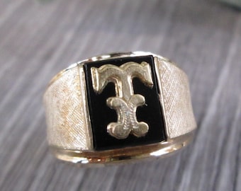 Men&#39;s/Boy&#39;s 10ktgf.Gold INITIAL Rings&gt;Genuine Onyx&gt;Various Sizes and Initials&gt;Men&#39;s Initial Ring, Men&#39;s Signet Ring,Men&#39;s Jewelry,10ktgf.