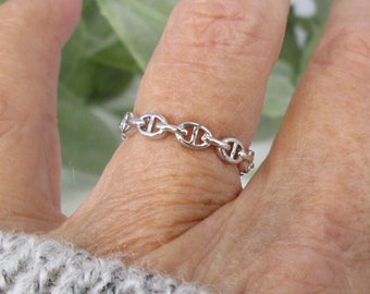 Sterling Silver / Gold Plated Mariner Chain Link Ring, Stackable