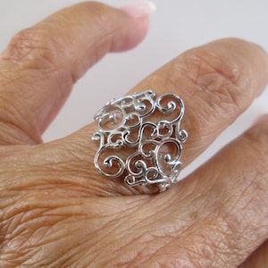 Elegant 925 Filigree Vines Ring&gt;925 Sterling Silver ring,Vines ring,Filigree ring,925 ring,Sterling silver ring,Filigree Band,Wrap band,