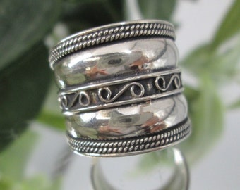 Wide Sterling Silver Ring,bali Ring,925 Wide Band,tribal Ring 