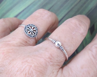 Sterling Bali Ring>Minimalist 925 Sterling Bali Ring,Boho Chic Ring,Silver Ball Ring,Bali Design,925 Ring,Sterling Silver,Dainty Ring