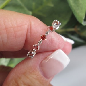 GARNET 925 Sterling Silver Thin Eternity Band&gt;Garnet Eternity Ring,925 Ring,925 jewelry,Dainty,Birthstone,Wedding,Anniversary,Non Tarnish
