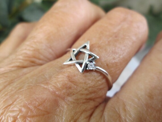 Sterling Pentagram Ring>925 Sterling Pentacle Rin… - image 2