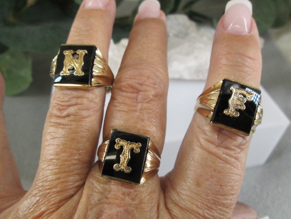Solid 10kt.Gold Initial Ring>Men's 10kt.Gold Sign… - image 3