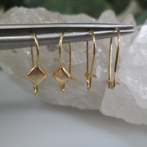 SOLID 14kt.Gold Ear Wires14kt.Gold Kidney Shape Ear Wires,Decorative Ear wires,Plain Earwires,Solid 14kt.Gold Earrings,Replacement Ear wire image 2
