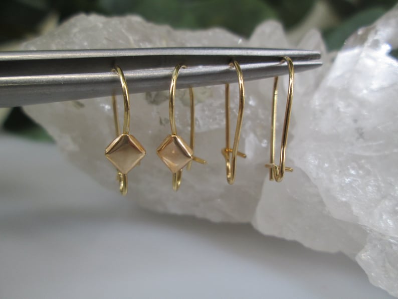 SOLID 14kt.Gold Ear Wires14kt.Gold Kidney Shape Ear Wires,Decorative Ear wires,Plain Earwires,Solid 14kt.Gold Earrings,Replacement Ear wire image 2