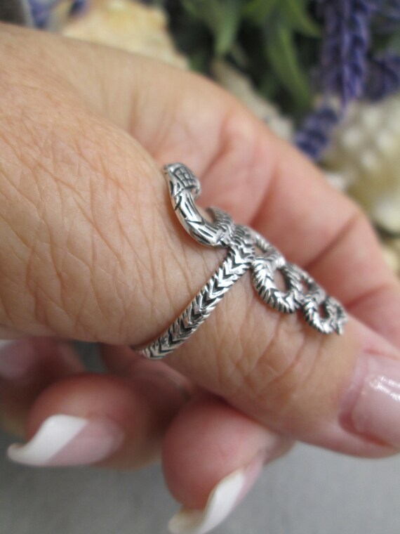 Sterling Silver Slithering SNAKE Ring>Black Onyx … - image 4