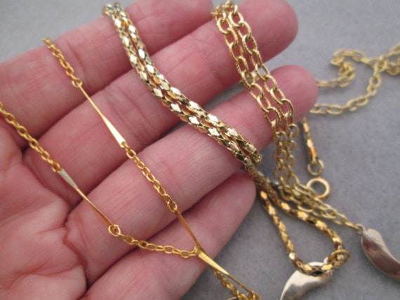 Gold Italian HORN necklace>18" or 24" long chain>… - image 5