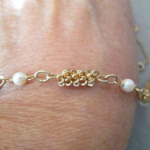 Genuine Cultured PEARL gold bracelet&gt;12kt.Gold & Pearl Bracelet,Cultured Pearl Bracelet,Vintage Gold Bracelet,New Old Stock,never worn