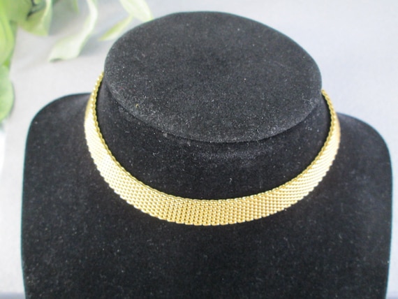 Gold MESH CHOKER/Necklace>Vintage Mesh Choker,Gol… - image 3