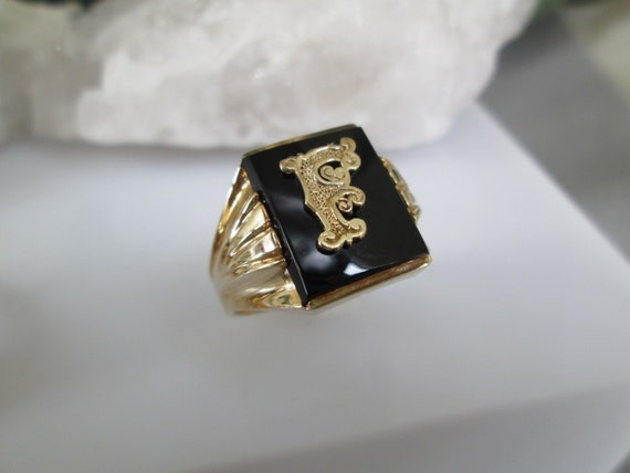 Solid 10kt.Gold Initial Ring>Men's 10kt.Gold Sign… - image 1