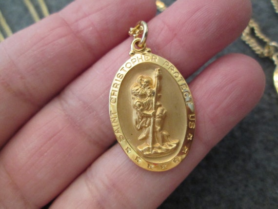 Gold Saint Christopher Medal Necklace>12ktgf. St.… - image 10