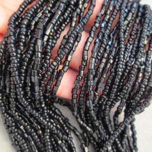 Vintage 1950's Black Beaded 16 Strand Necklace> 16" to 18" long>Black Seed Bead necklace,Chunky Black necklace,Classy,Elegant>new old stock